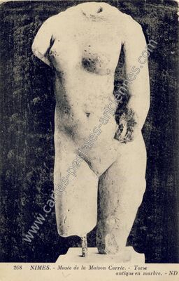 Carte postale ancienne Musée de la Maison Carrée. - Torse antique en marbre — Nîmes (Gard)