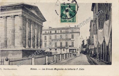Carte postale ancienne Les Grands Magasins de lutherie P. Colin — Nîmes (Gard)
