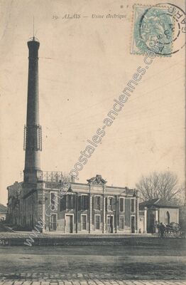 Carte postale ancienne Usine électrique — Alès (Gard)