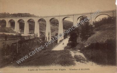 Carte postale ancienne viaduc d'alzon — Alzon (Gard)