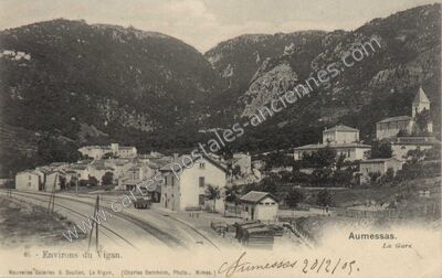 Carte postale ancienne La Gare — Aumessas (Gard)