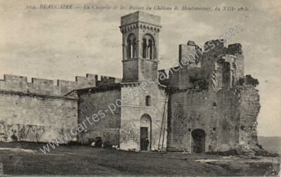 Carte postale ancienne La Chapelle et les Ruines du Château de Montmorency, du XIIIe siècle — Beaucaire (Gard)