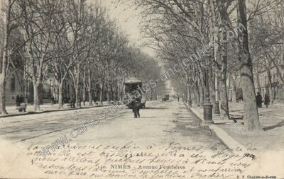 Carte postale ancienne Avenue Feuchères — Nîmes (Gard)
