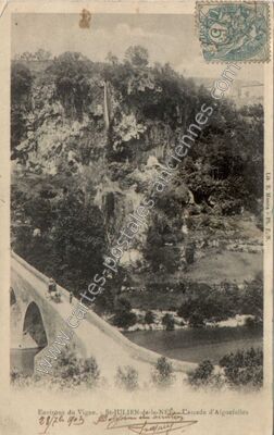 Carte postale ancienne Cascade d'Aiguefolles — Saint Julien de la (Gard)