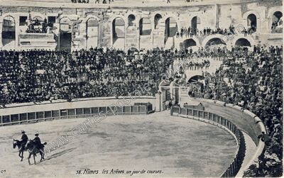 Carte postale ancienne Les Arênes un jour de courses — Nîmes (Gard)
