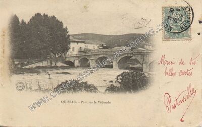 Carte postale ancienne Pont sur le Vidourle — Quissac (Gard)