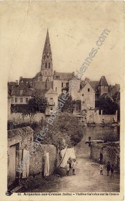 Carte postale ancienne Vieilles Galeries sur la Creuse — Argenton-sur-Creuse (Indre)