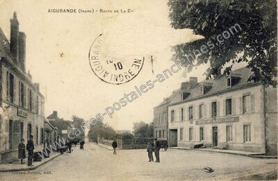 Carte postale ancienne Route de La Cu — Aigurande (Indre)