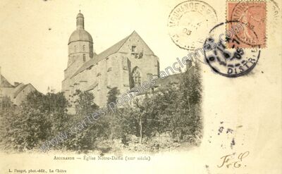 Carte postale ancienne Église Notre-Dame (xme siècle) — Aigurande (Indre)