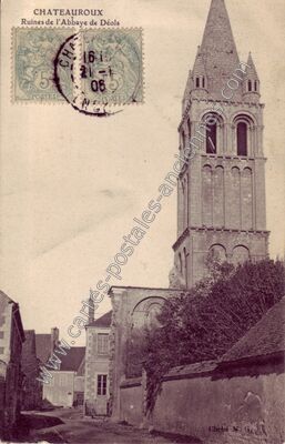 Carte postale ancienne Ruines de l'Abbaye de Déols — Châteauroux (Indre)