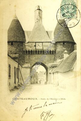 Carte postale ancienne Porte de l'Horloge à Déols — Châteauroux (Indre)