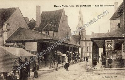 Carte postale ancienne Rue des Boucheries — La Châtre (Indre)