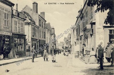 Carte postale ancienne Rue Nationale — La Châtre (Indre)