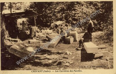 Carte postale ancienne Les Carrières des Parelles — Crevant (Indre)