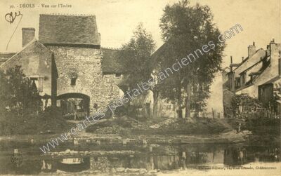 Carte postale ancienne Vue sur l'Indre — Déols (Indre)