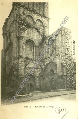 Carte postale ancienne Ruines de l'Abbaye — Déols (Indre)