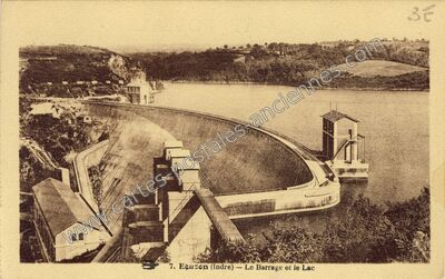 Carte postale ancienne Barrage d'Eguzon — Éguzon-Chantôme (Indre)