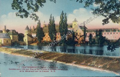 Carte postale ancienne Abbaye fondée vers 1100 par Pierre de l'Etoile et consacrée en 1141 et le déversoir sur… — Fontgombault (Indre)