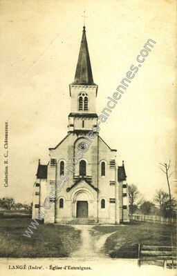 Carte postale ancienne Église d'Entraignes — Langé (Indre)