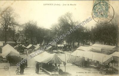 Carte postale ancienne Jour de Marché — Levroux (Indre)