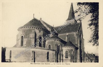 Carte postale ancienne Le Chevet de l'Eglise — Sainte-Sévère-sur-Indre (Indre)
