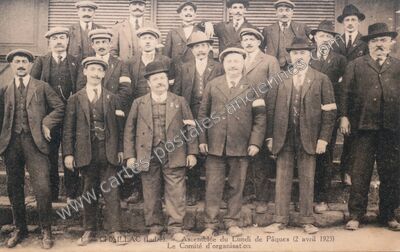 Carte postale ancienne Assemblée du Lundi de Pâques (2 avril 1923) Le Comité d'organisation — Chaillac (Indre)