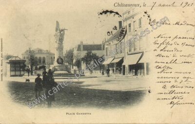 Carte postale ancienne Place Gambetta — Châteauroux (Indre)