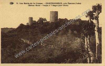 Carte postale ancienne Chateaubrun — Cuzion (Indre)