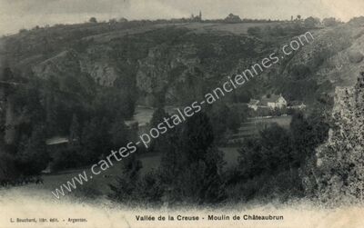 Carte postale ancienne Vallée de la Creuse - Moulin de Châteaubrun — Mézières-en-Brenne (Indre)