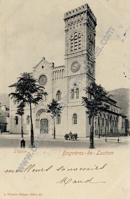 Carte postale ancienne L'Eglise — Bagnères-de-Luchon (Haute-Garonne)