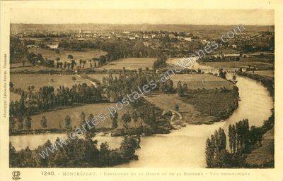 Carte postale ancienne Confluent de la Neste et de la Garonne - Vue panoramique — Montréjeau (Haute-Garonne)