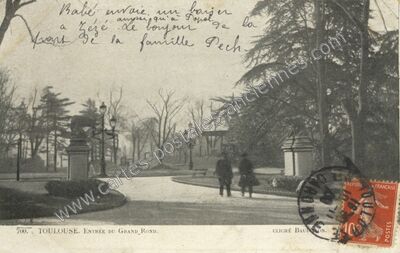 Carte postale ancienne Entrée du Grand-Rond — Toulouse (Haute-Garonne)