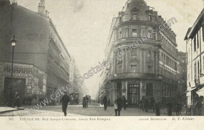 Carte postale ancienne Rue Alsace-Lorraine, angle Rue Rémusat — Toulouse (Haute-Garonne)