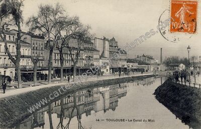 Carte postale ancienne Le Canal du Midi — Toulouse (Haute-Garonne)