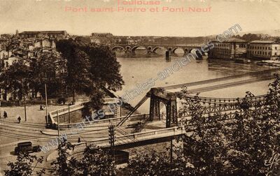 Carte postale ancienne Pont saint-Pierre et Pont-Neuf — Toulouse (Haute-Garonne)