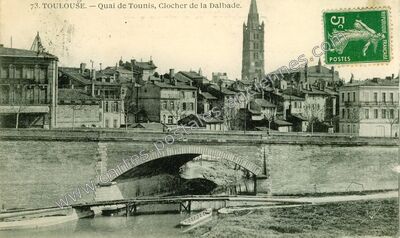 Carte postale ancienne Quai de Tounis, Clocher de la Dalbade — Toulouse (Haute-Garonne)