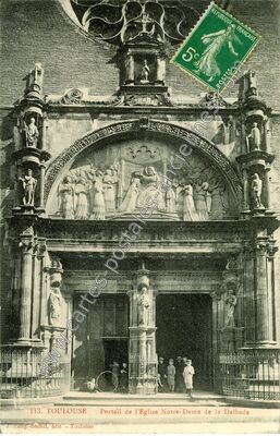 Carte postale ancienne Portail de l'Eglise Notre-Dame de la Dalbade — Toulouse (Haute-Garonne)