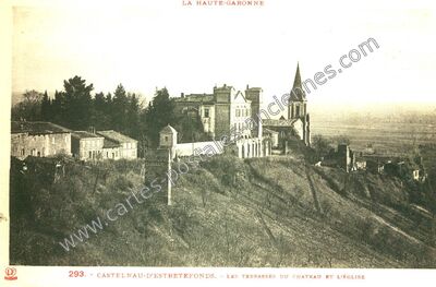 Carte postale ancienne Les Terrasses du Château et l'Église — Castelnau-d'Estrétefonds (Haute-Garonne)