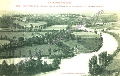 Carte postale ancienne Confluent de la Neste et de la Garonne - Vue Panoramique — Montréjeau (Haute-Garonne)