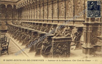 Carte postale ancienne Intérieur de la Cathédrale. Côté Civil du Chœur — Saint-Bertrand-de-Comminges (Haute-Garonne)