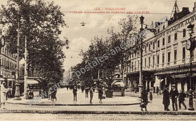 Carte postale ancienne Avenue Jean-Jaurès et Théâtre des Variétés — Toulouse (Haute-Garonne)