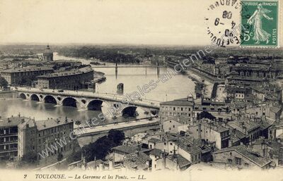 Carte postale ancienne La Garonne et les Ponts — Toulouse (Haute-Garonne)