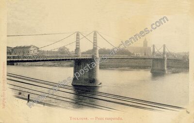 Carte postale ancienne Pont suspendu — Toulouse (Haute-Garonne)