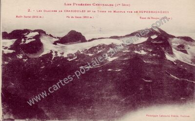 Carte postale ancienne Glaciers de Crabioules — Cazeaux-de-Larboust (Haute-Garonne)