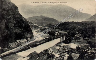 Carte postale ancienne Route de Marignac et Marbreries — Saint Beat (Haute-Garonne)