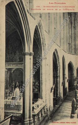 Carte postale ancienne Bas-côtés de droite de la cathédrale — Saint-Bertrand-de-Comminges (Haute-Garonne)