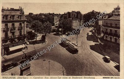 Carte postale ancienne Carrefour Rue Alsace-Lorraine et Boulevard Strasbourg — Toulouse (Haute-Garonne)