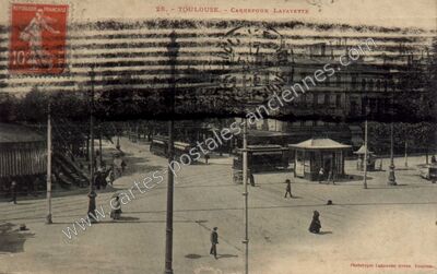 Carte postale ancienne Carrefour Lafayette — Toulouse (Haute-Garonne)