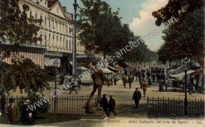 Carte postale ancienne Allées Lafayette, vue prise du Square — Toulouse (Haute-Garonne)