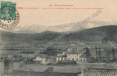 Carte postale ancienne Vue sur les Pyrénées Massif d'Arbas et Plaine de Miramont — Saint-Gaudens (Haute-Garonne)